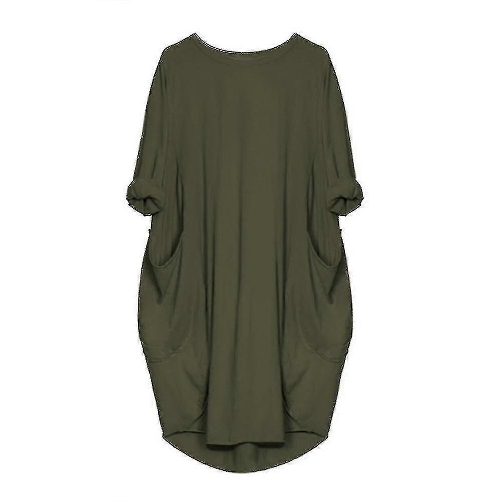 Dámske dlhé voľné midi šaty s vreckami a vreckami