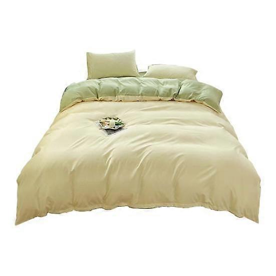 4 Pcs/Set Bedding Set Solid Color Sheet Comforter Cover Pillow Case Contrast Color Soft
