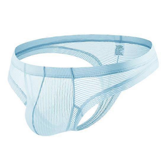 Men Thong Low Rise Elastic Waist Briefs Solid Smooth Color See-through U-Convex Lines Thin Panties Daily Wear
