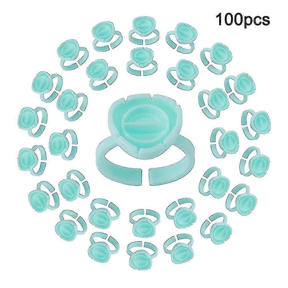 Lash Glue Holder Glue Ring Cups Lash Extensionlight Blue100 Pcs