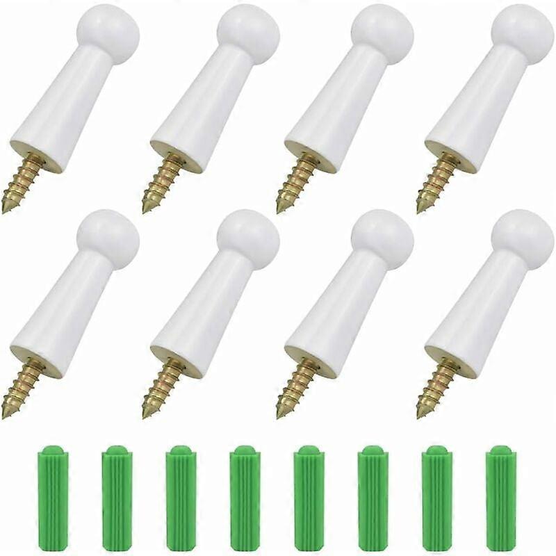 8pcs-solid wood ball hook-white paint exposed screw type