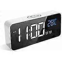 Digital Alarm Clock, Led Alarm Clock With Snooze Function, Usb Ports Charging (white)