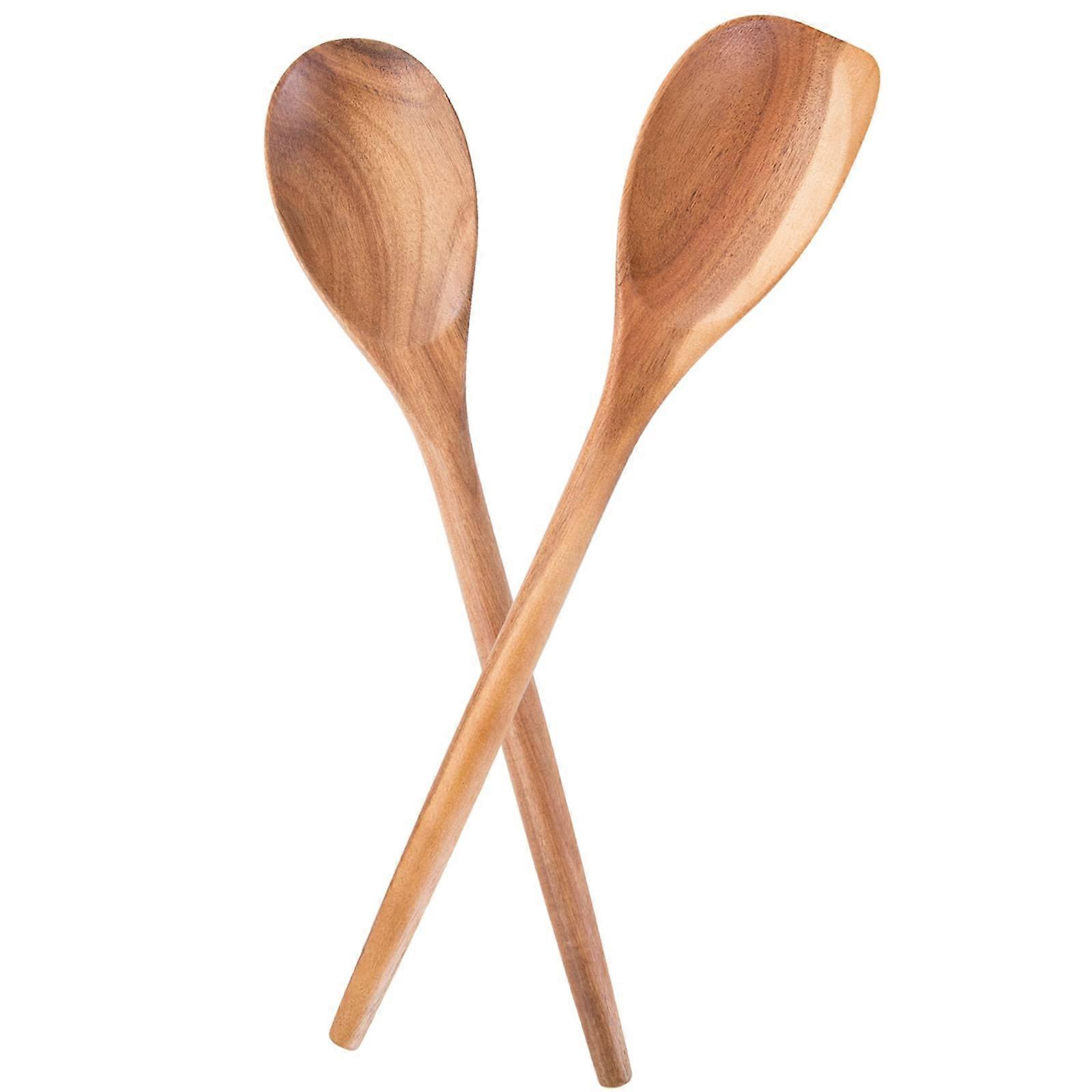 Cooking Spoons 14 Inch Non-Stick with Smooth Finish and Comfortable Grip - Set of 2 Kitchen Utensils