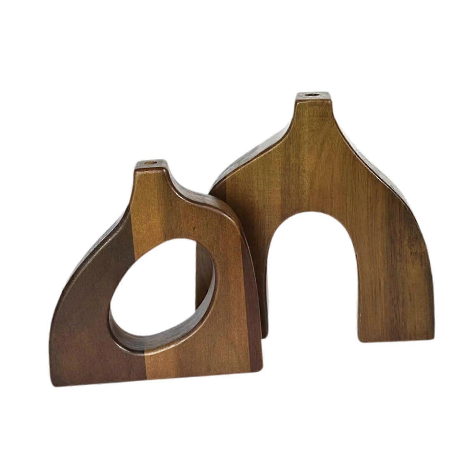 Ensemble de 2 pièces Vases à fleurs en bois Art créatif pour le bureau Table de dîner Cuisine