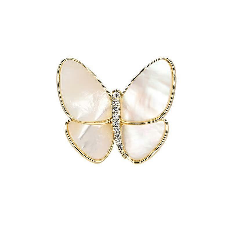 Pearl Butterfly Brooch - Gold-Plated Wedding Pin with Elegant Wing Design for Special Events and Formal Attire