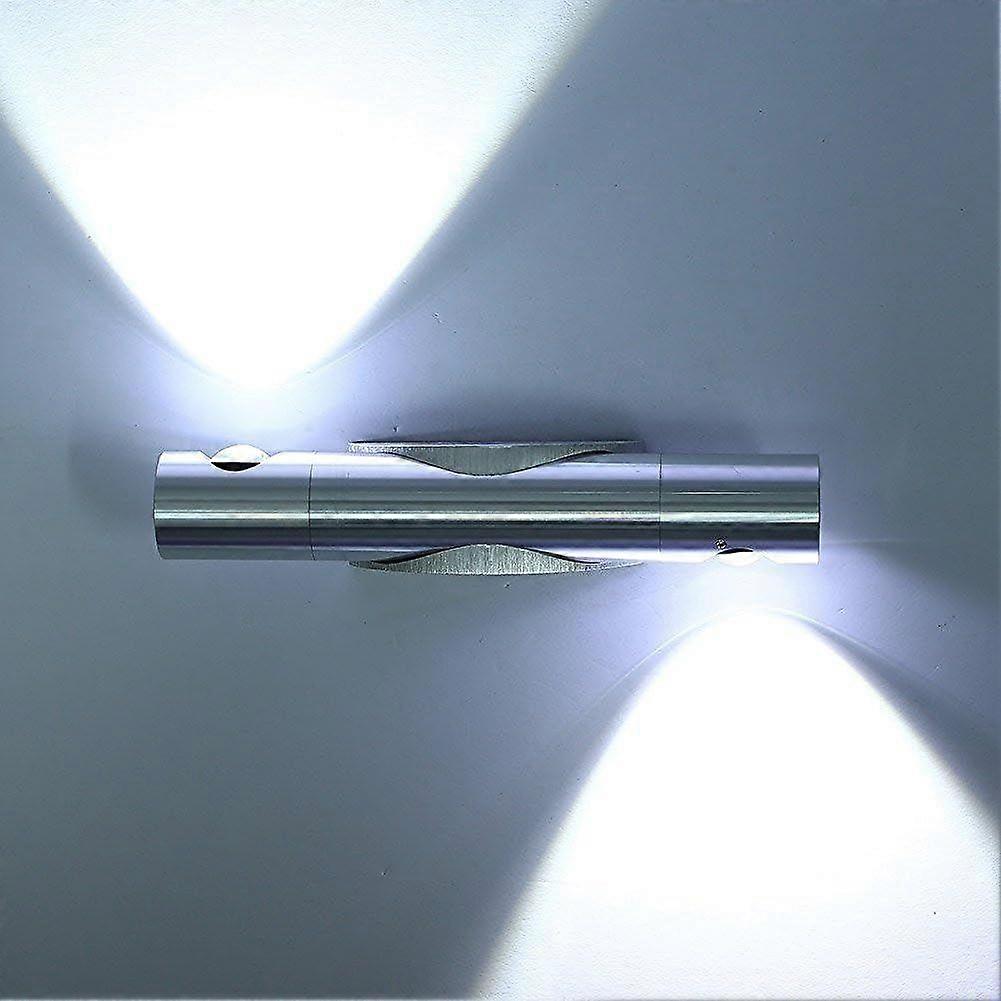 Adjustable double head wall lamp brushed silver positive white light 6w