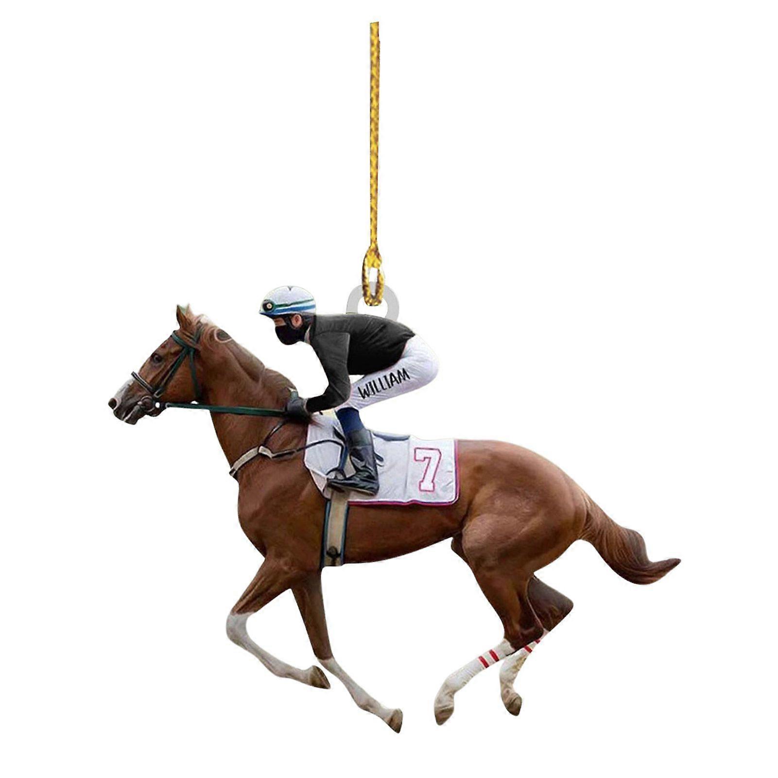 Horse-Riding Ornament 2D Flat Acrylic Horse Pendant Christmas Tree Backpack Hanging Decoration Gift for Horse Lovers