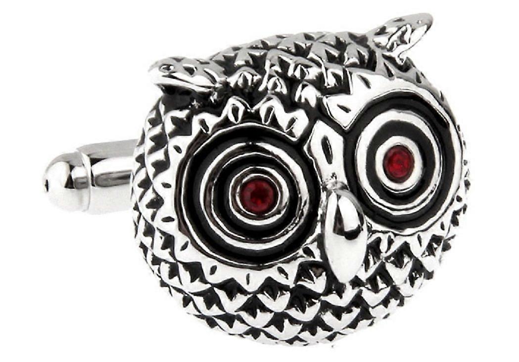 Owl Cufflinks in Gift Box with Polishing Cloth, Handmade Silver-Finished Accessories for Men’s Formal Wear