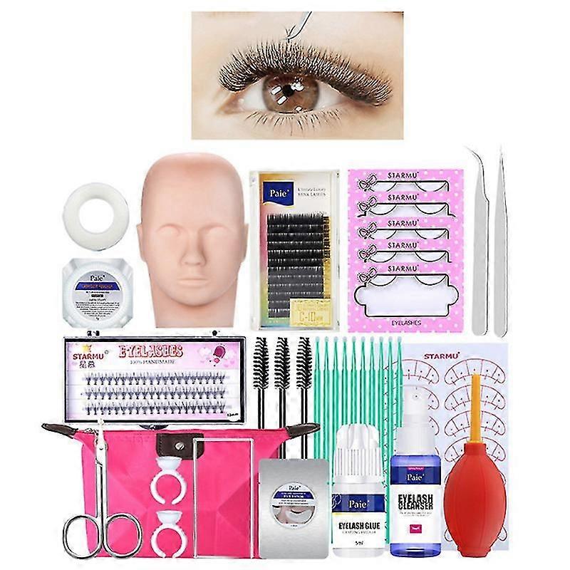 19pcs/set Mannequin Makeup Training False Eyelashes Extension Practice Tool Kit