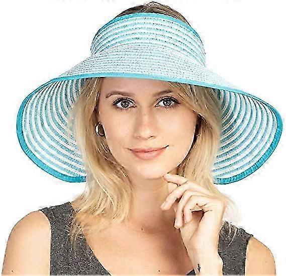 Ladies Shade Foldable Straw Hat Summer Beach Foldable Hat Floppy Wide Brim Hat Deep Style Adjustable
