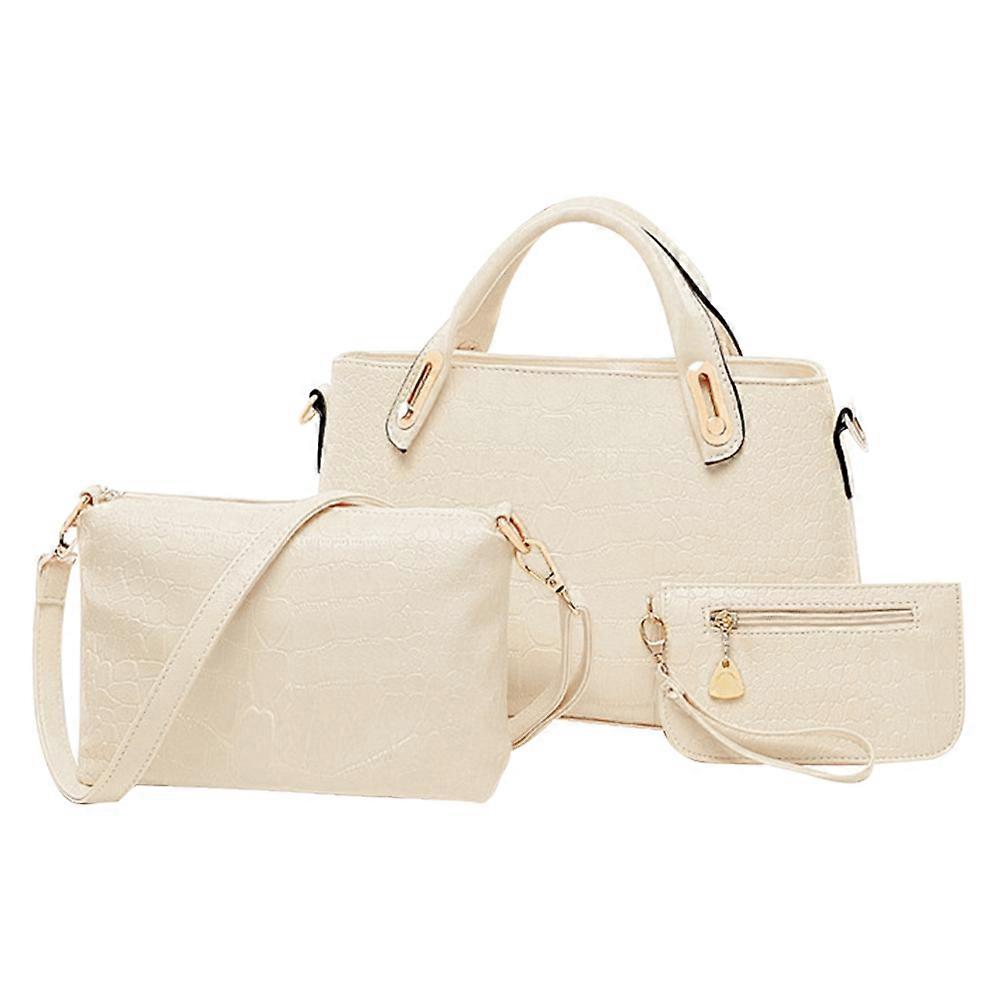 Women's Crocodile Pattern PU Square Handbag Single Shoulder Crossbody Bag Wallet Set