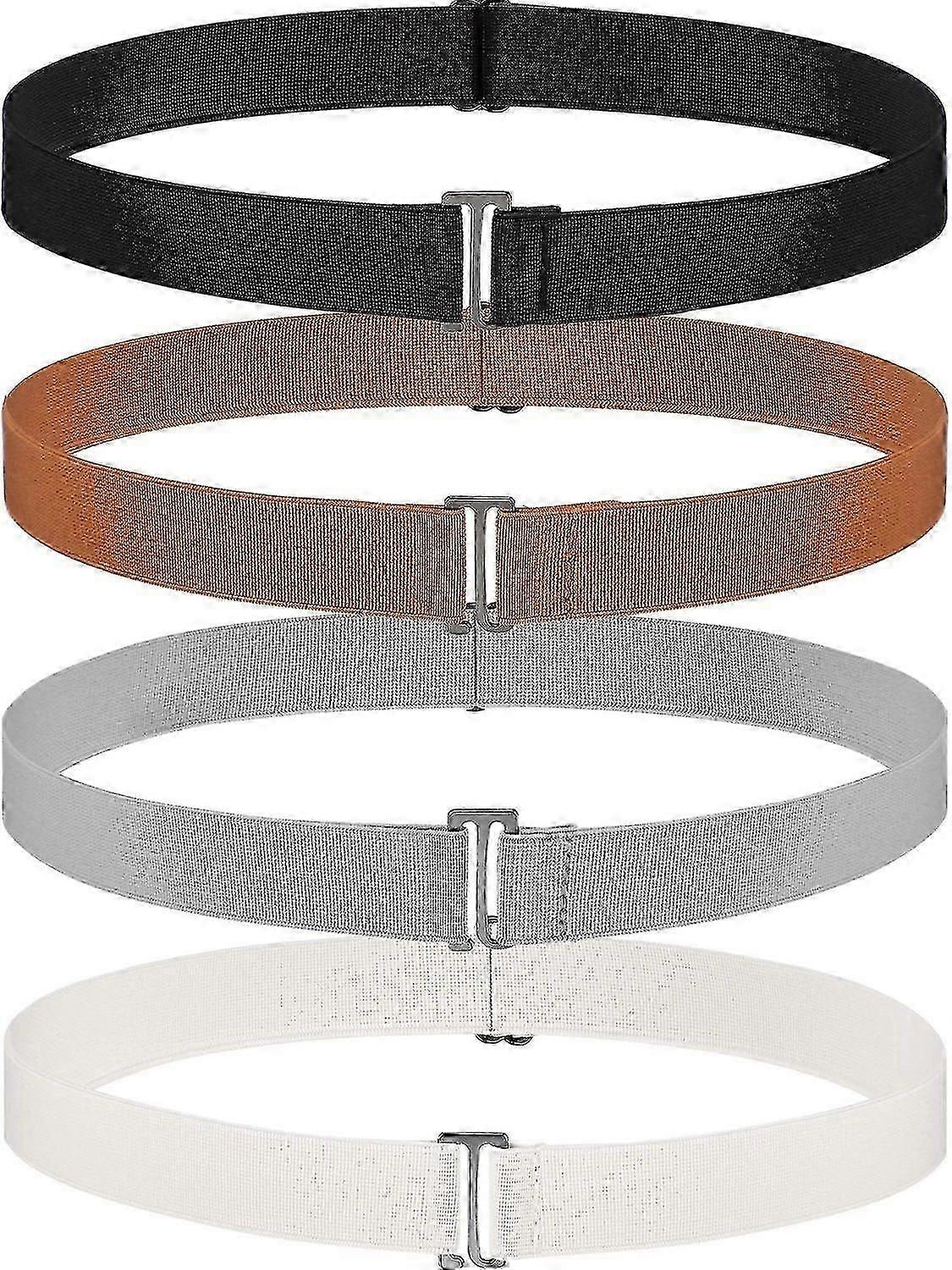 4pcs damer usynlig belte elastisk belte flat spenne belte med elastisk elastisk bånd gummi