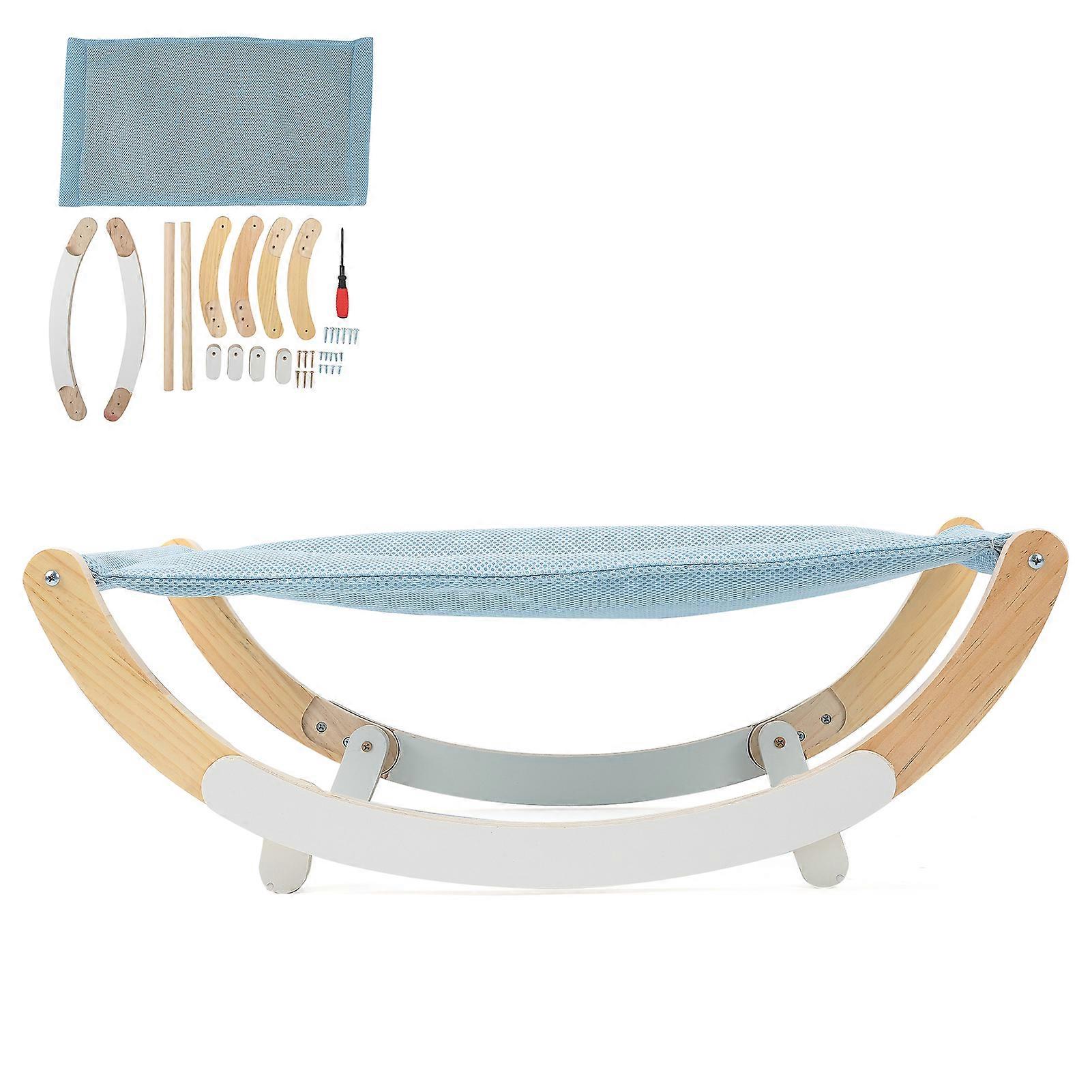 Indoor Cat Swing Chair - Wooden Frame Hammock Bed for Cats, Rocking Furniture, Cozy Sleeping Toy, 24x15 Inches
