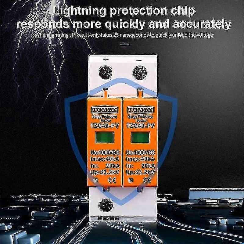 Tomzn Spd Dc 1000v 20ka-40ka منزل حامي جهاز صواعق الجهد المنخفض الواقي Surge Pro