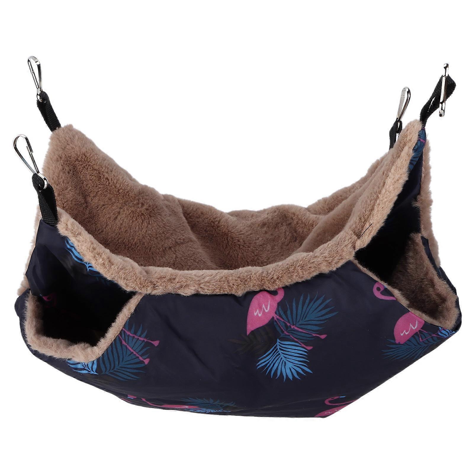 Pet DoubleLayer Warm Hammock Easy to Clean and Install Hanging Squirrel Sleeping Bag(S Flamingo)