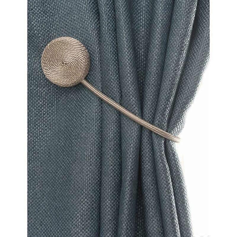Elegant Handmade Curtain Tiebacks, Decorative Weave Rope Holdbacks for Farmhouse Style Home & Office Windows (Beige Set of 2)