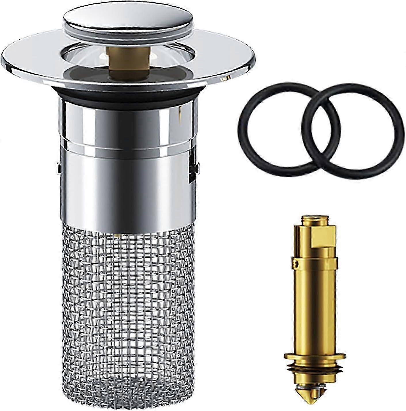 Sink plug 34-40 mm, stainless steel drain strainer for kitchen sink and shower, hair strainer drain plug with filter net, drain sink strainer for bath