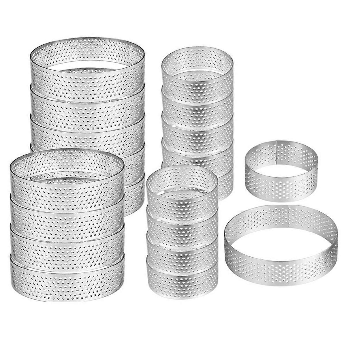 20 Pack Perforated Tart Rings, Nonstick Round Cake Ring