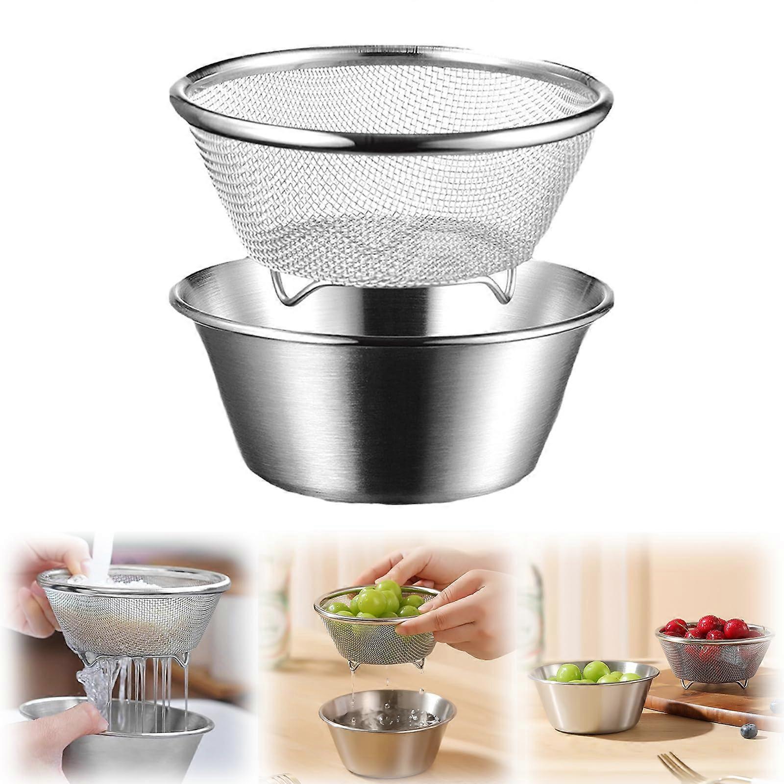 304 stainless steel strainer, mixing container and mini food class strainer set
