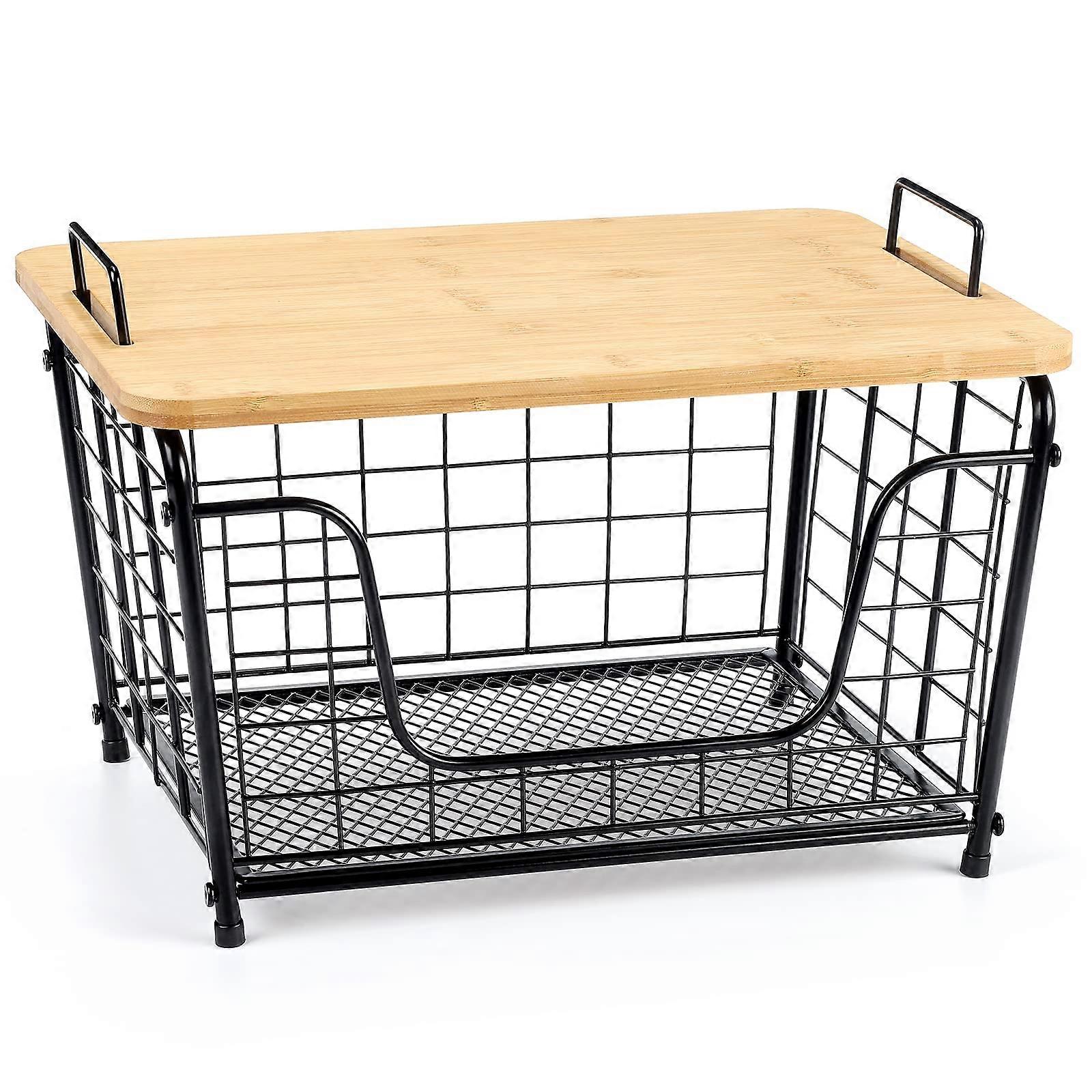 Stackable Metal Wire Kitchen Counter Basket for Kitchen Counter Storage