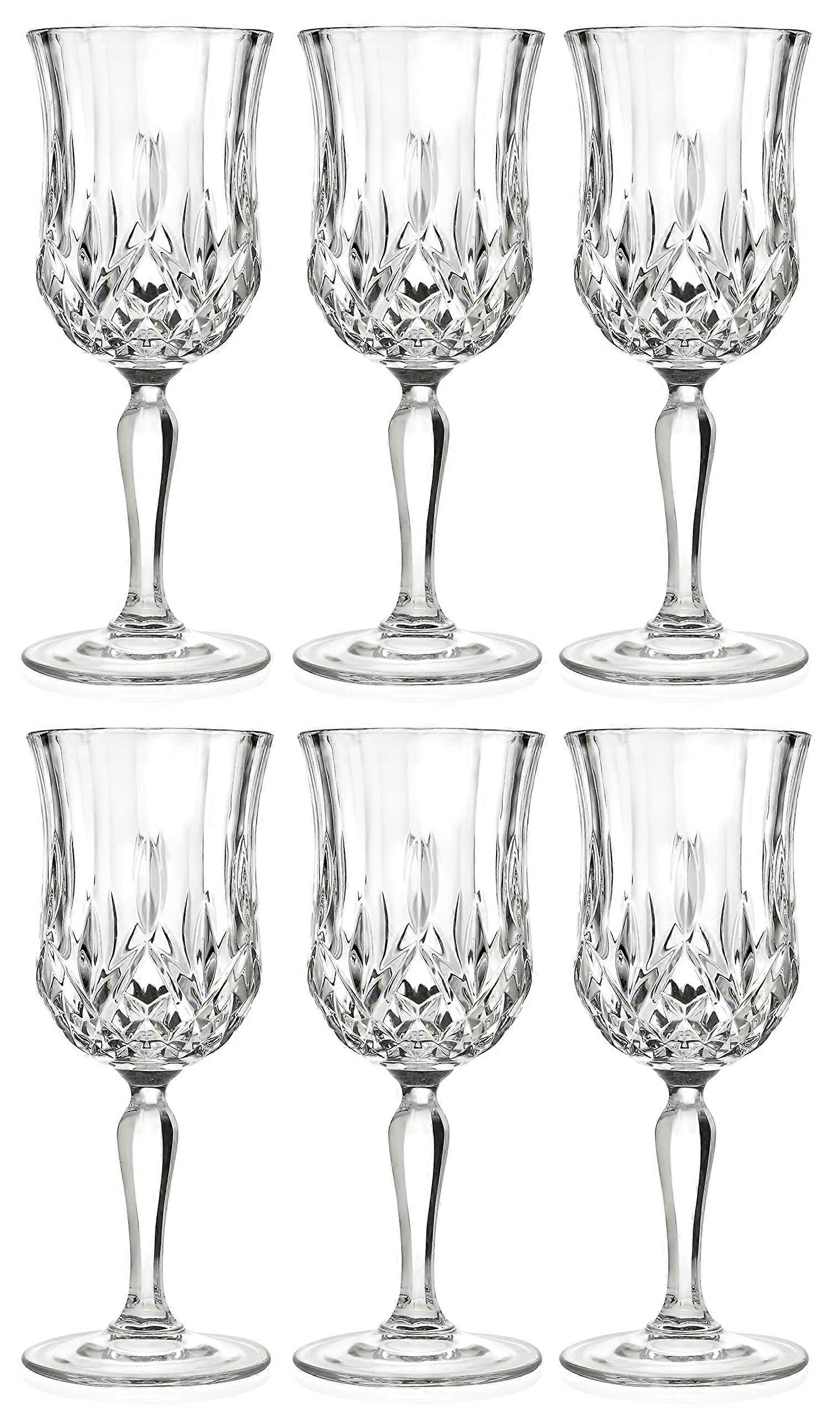 6 Crystal-Like Goblets for Red Wine, 7.75 oz Capacity, Elegant Glass Drinkware Set, Clear Color Design