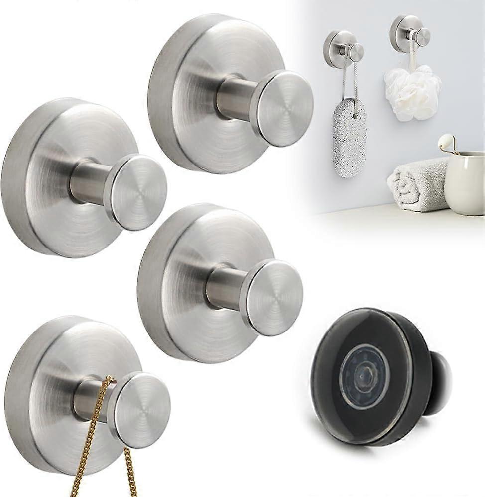 4 Pack Stainless Steel Suction Cup Hooks for Shower Bathroom