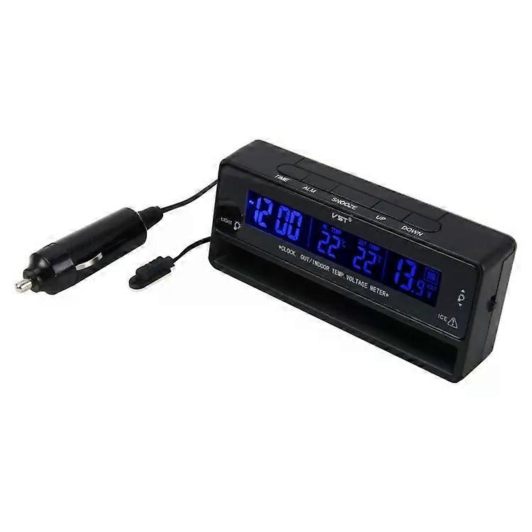 Digital Car Thermometer & Voltmeter-Multi-Function Luminous Clock
