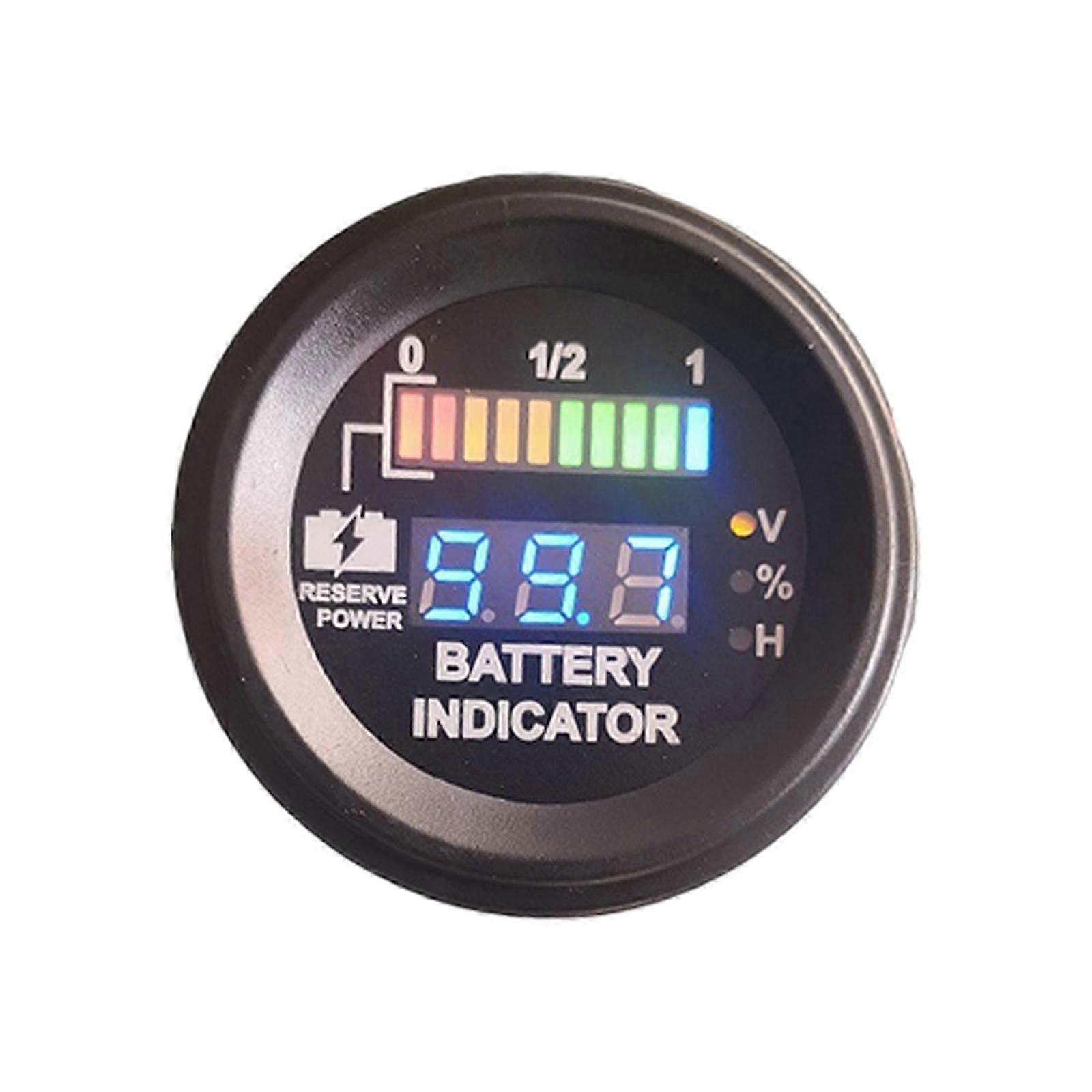 Round LED Digital Battery Gauge Discharge Indicator Hour Meter State Of Charge