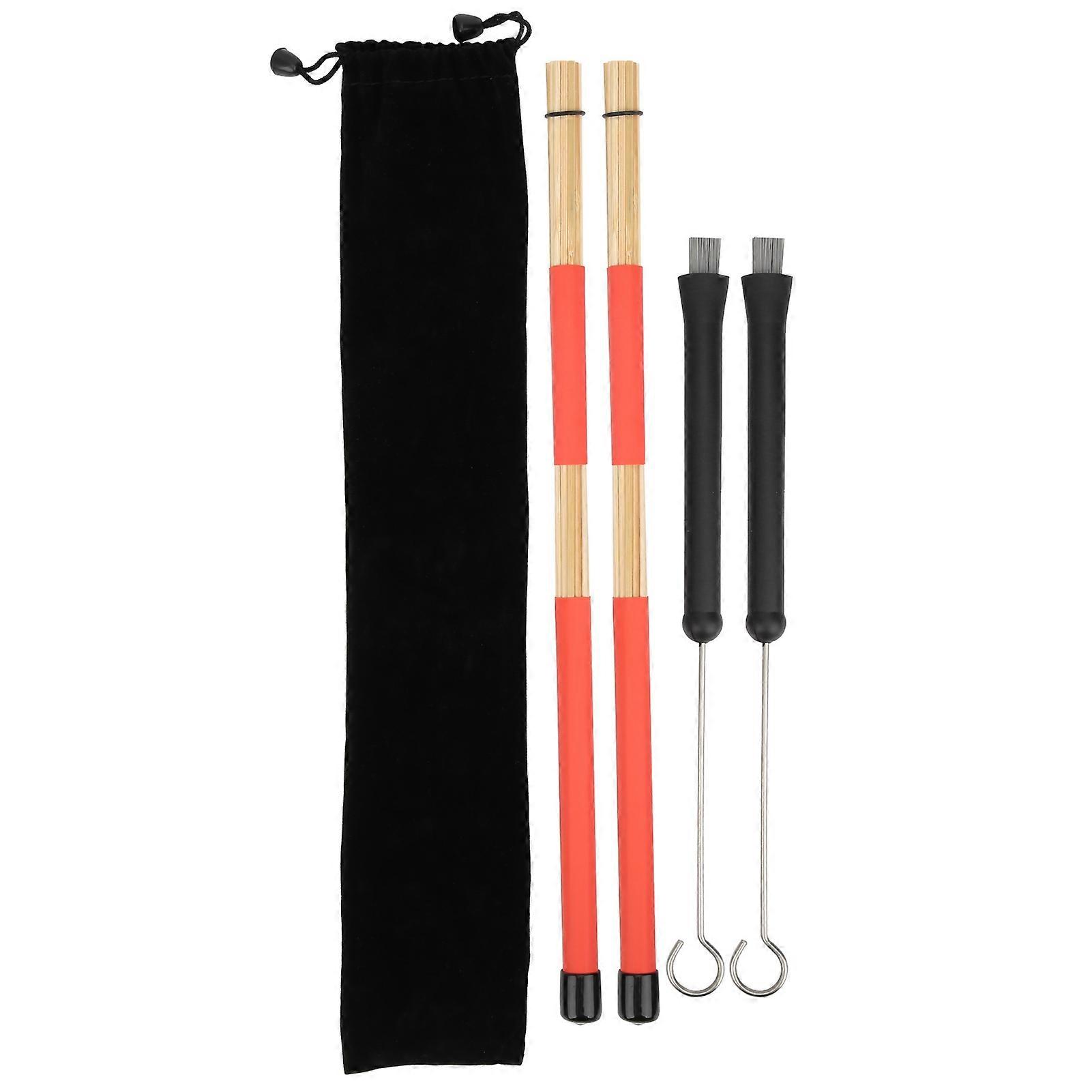Retractable Drum Wire Brushes for Professional Drummers, Non Slip Surface Rubber Handle Retractable Design Drumsticks Set with Portable Storage Bag