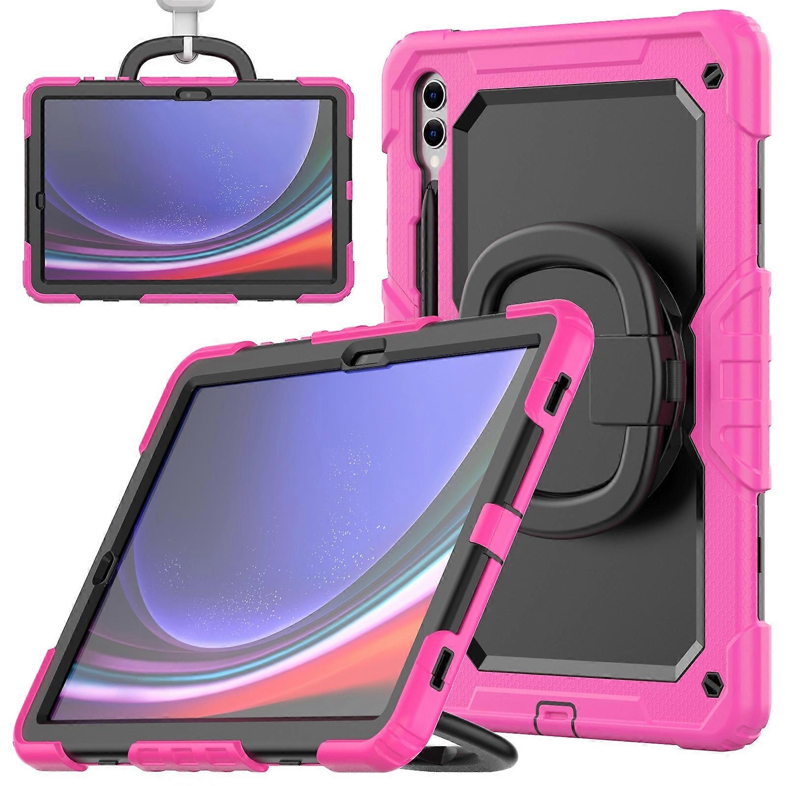 D Type Silicone Hybrid PC Tablet Case with Handle Holder
