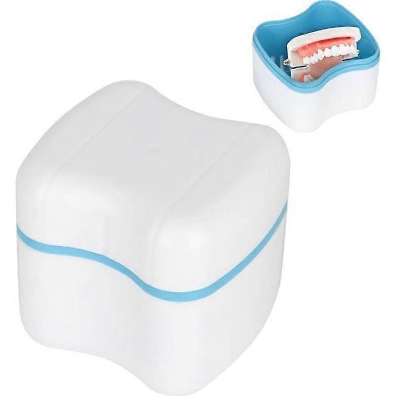 VINGVO 3 Colors Denture Case False Teeth Storage Box with FilterBlue