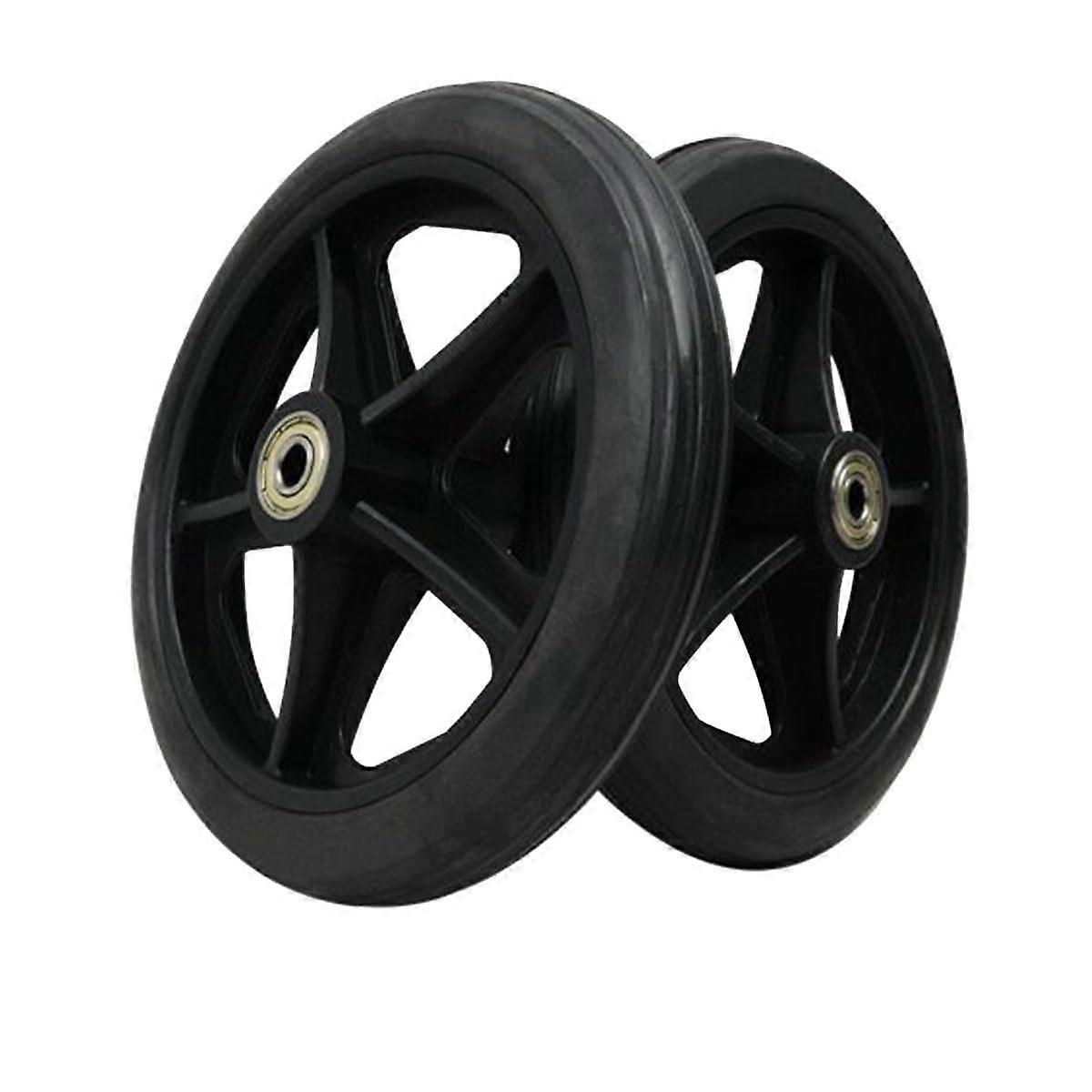 2PCS Wheel Replacement Wheelchair Front Wheels For 6/7/8 Inch - Anti-Slip Casters For Rollator Walker, Black, 14 Cm (DALFGJEFB-6INCH)