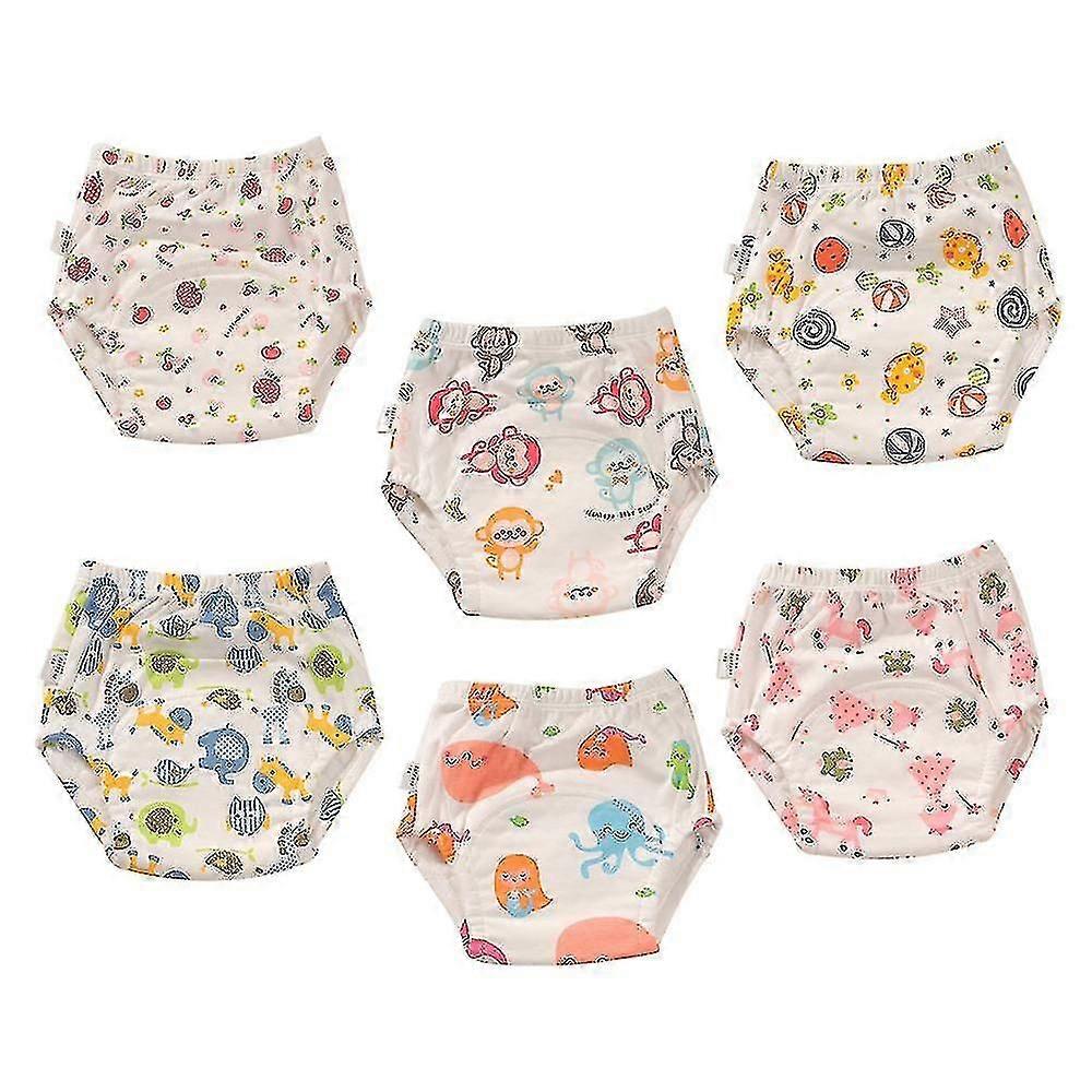 6 Paket Unisex Pamuk Yeniden Kullanılabilir Lazımlık Eğitimi İç Çamaşırı Nefes Alabilir Yeni yürümeye başlayan çocuk erkek ve kız Pee Eğitim İç Üstü Su Geçirmez