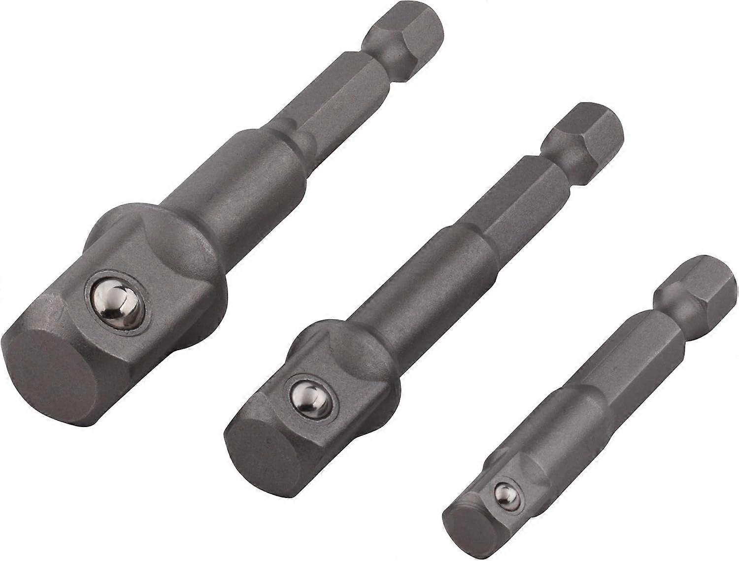 3 Adapters with 6-Point Shank 1 Adapter 13 Mm (1/2") + 1 Adapter 10 Mm (3/8") + 1 Adapter 6 Mm (1/4") gray