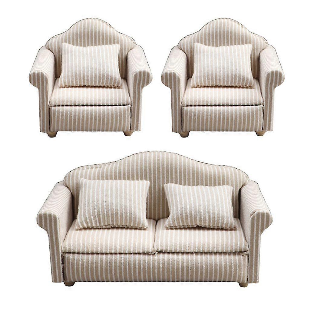 Mini Furniture Sofa with Pillow for Dollhouses 1 12 Scale Soft Easy Cleans