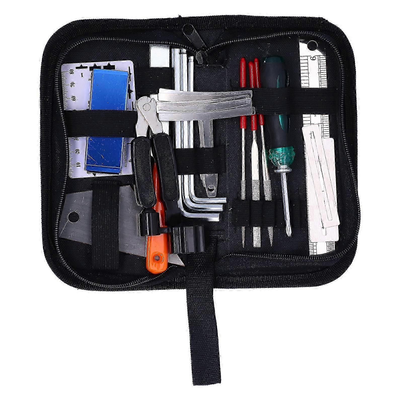 25Pcs Guitar Repair Tool Set DIY Files String Cutter Fingerboard Protector with Storage Bag