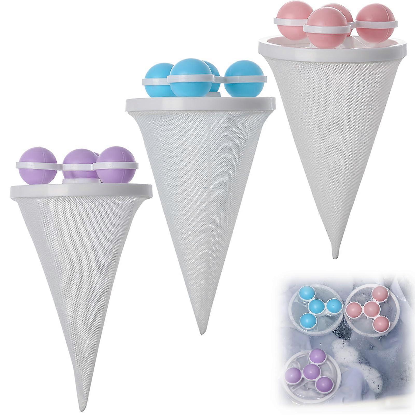 Laundry Lint Remover - Upgraded Reusable Lint Catcher for Washing Machines, Hair Filtering Mesh, Pink Blue Purple