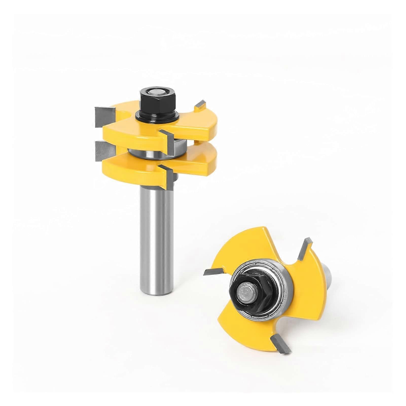 Hardware Milling Cutter Set - 8mm & 12mm 1/2 Inch Shank Router Bit for Tongue and Groove T-Slot Woodworking Tools