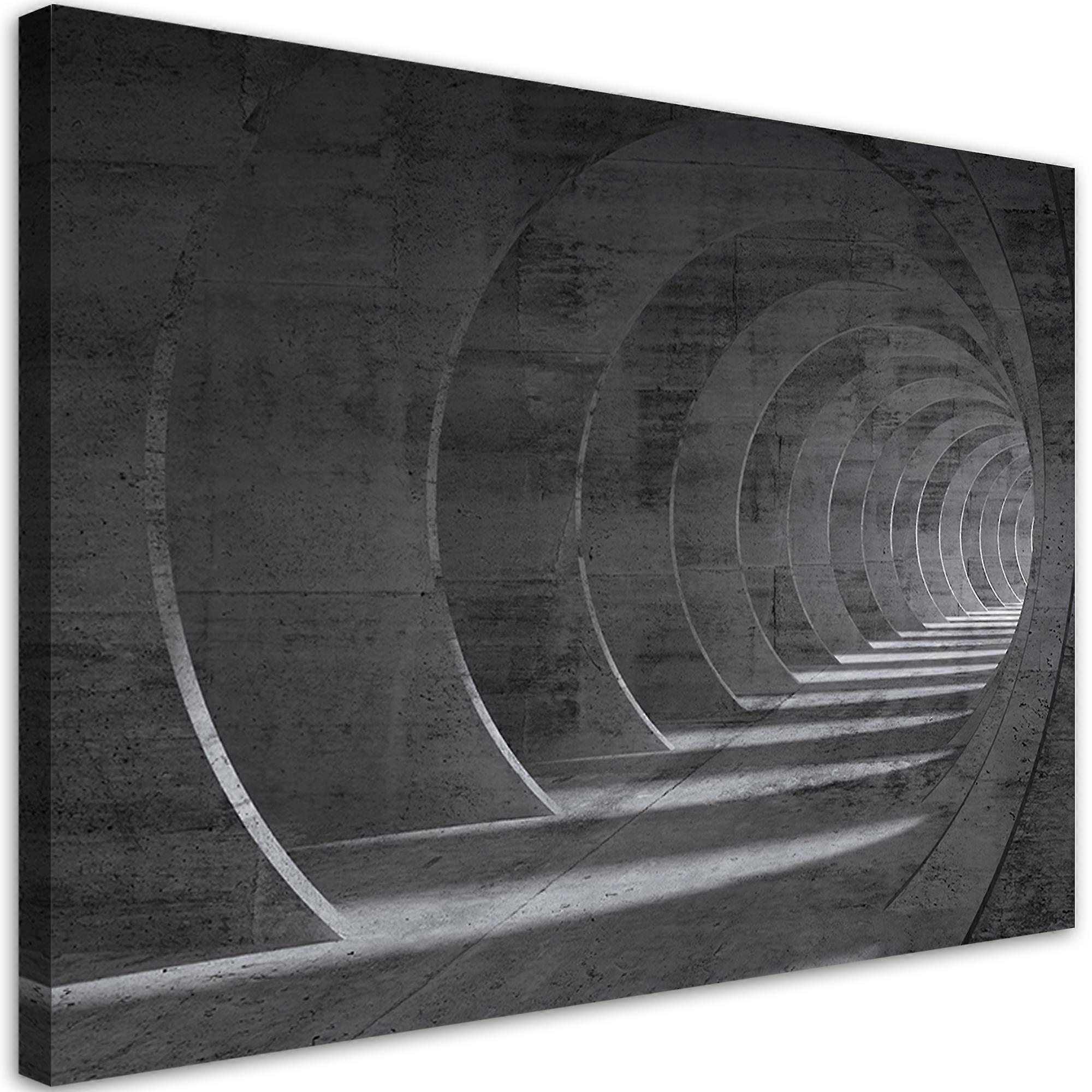 Impression sur toile, Tunnel 3D gris - 100x70