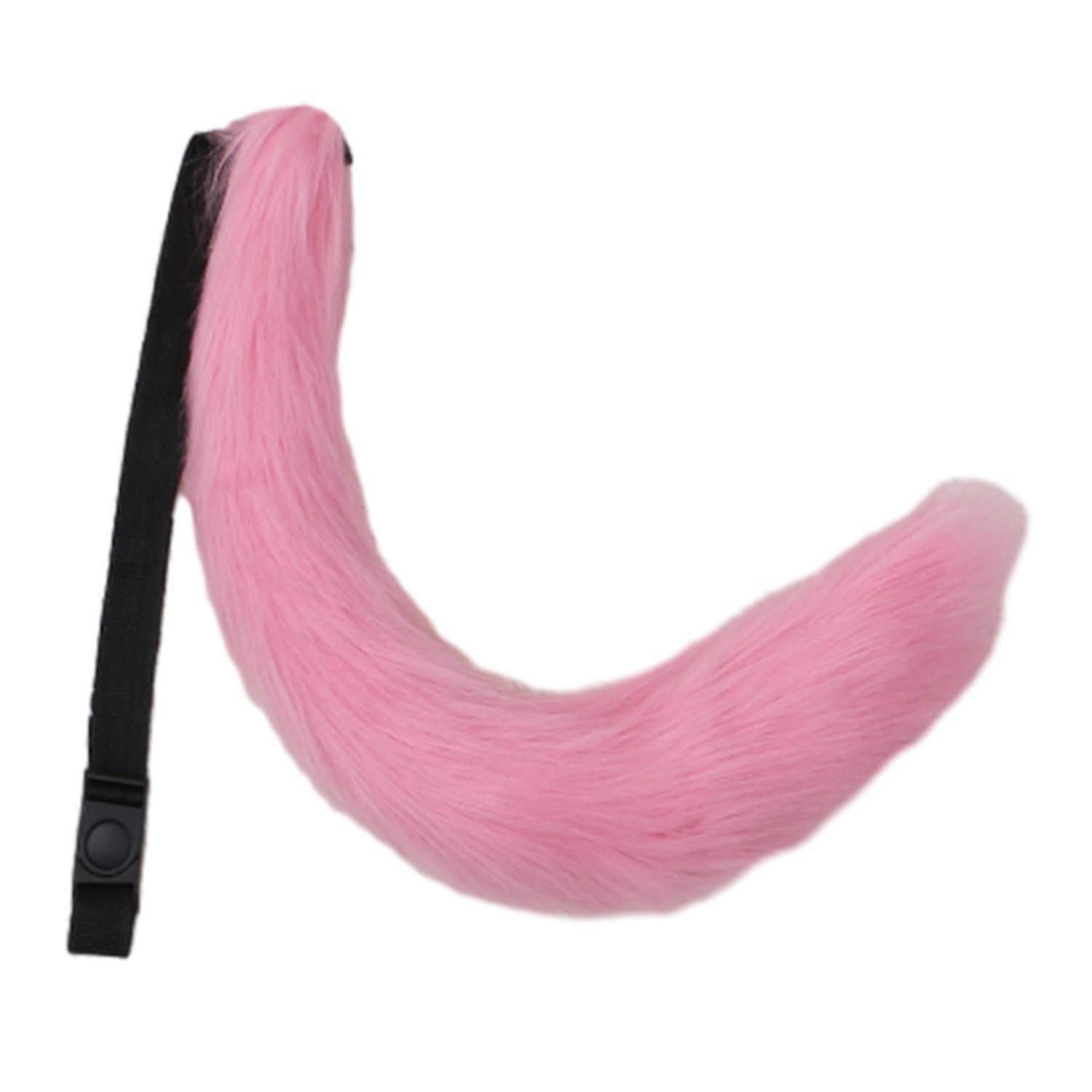 Cosplay Fake Fox Tail Soft Fuzzy Plush Solid Color Adjustable Waist Circumference Elastic Band