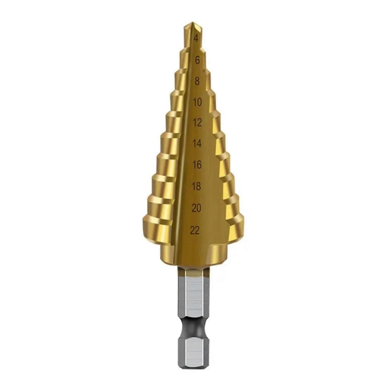 4-22MM Step Drill Bit High Speed Steel Hex Shank for Wood and Metal Hole Cutting Carpentry Tools 1Pc