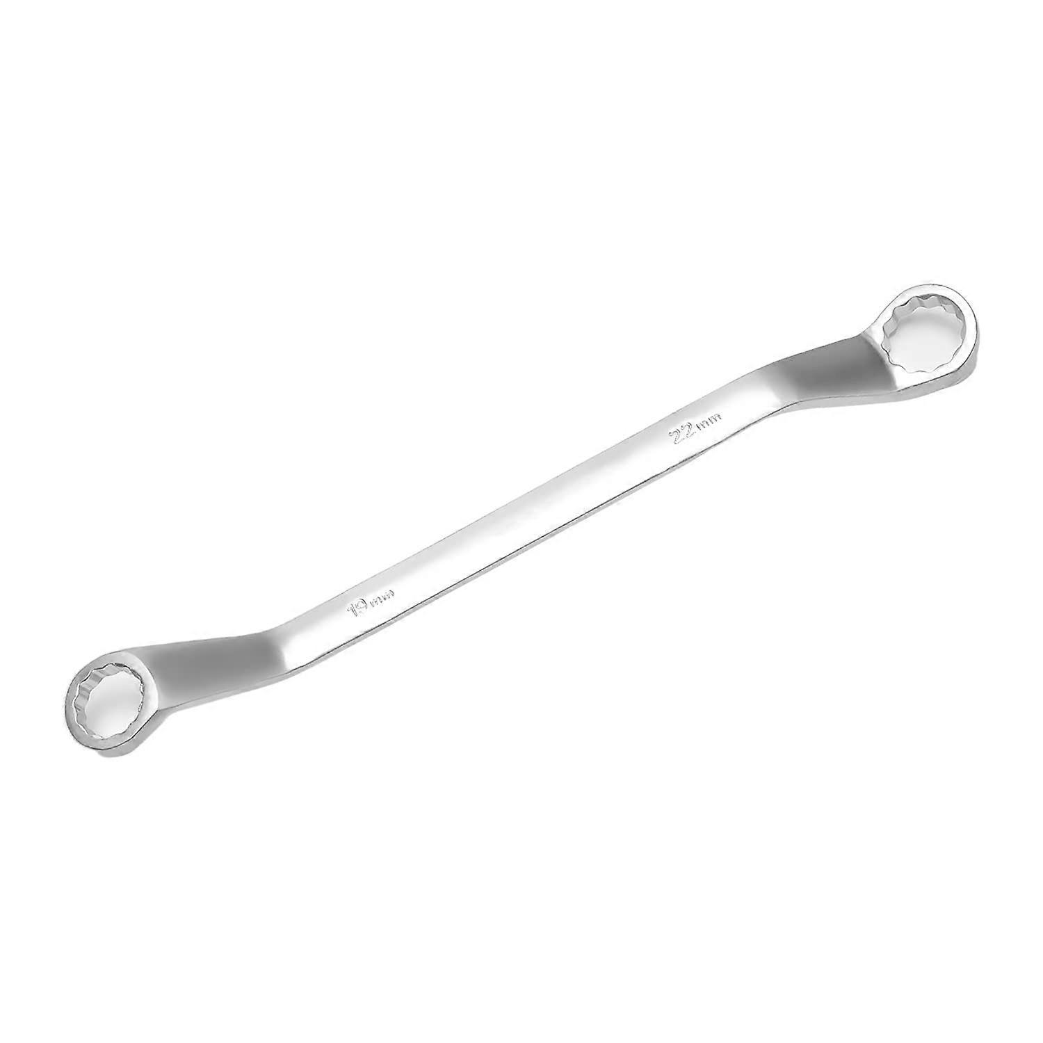 19mm x 22mm Metric 12 Point Offset Double Box End Wrench, Chrome Plated Cr-V Steel, Offset Box End