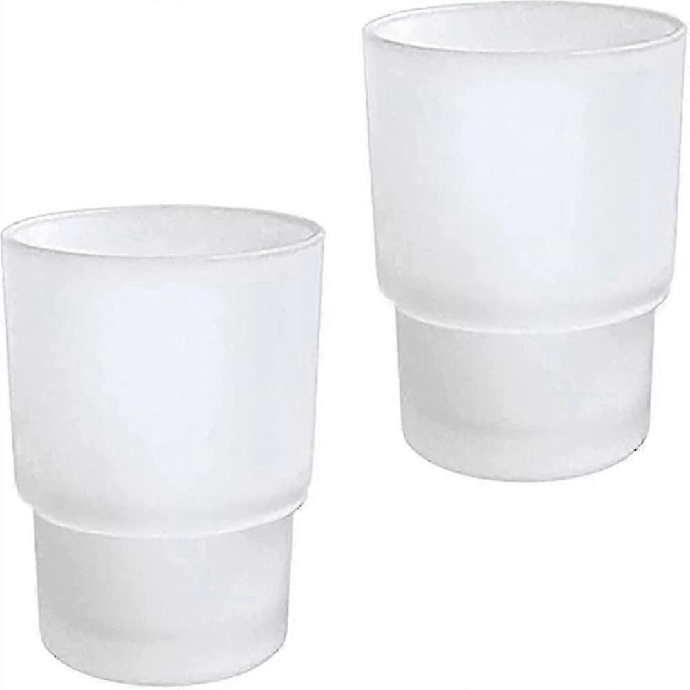 Frosted Glass Toothbrush Holder, 2-Pack Wall-Mounted Replacement Cups