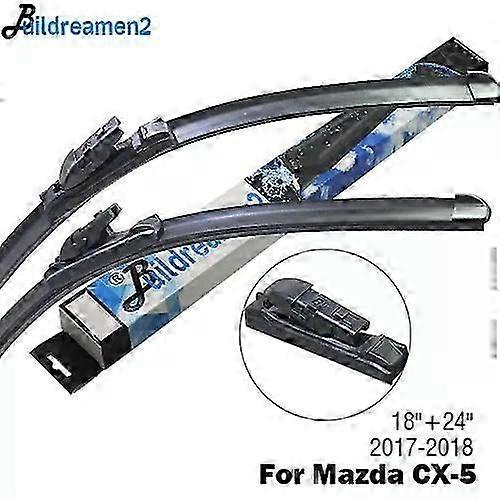 Suitable Buildreamen2 Car Wiper Blade Rubber Wiper Suitable for Mazda CX-5 CX5 Fit Hook Arms / Push Button Arms 2012 2013 2014 2015 2016 2017 2018