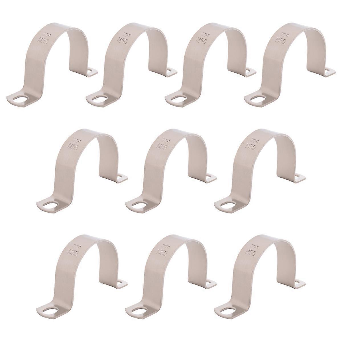 10 PCS 2 Inch 50mm Heavy Duty U-Tube Strap Clamp-2 Hole,U-Bracket