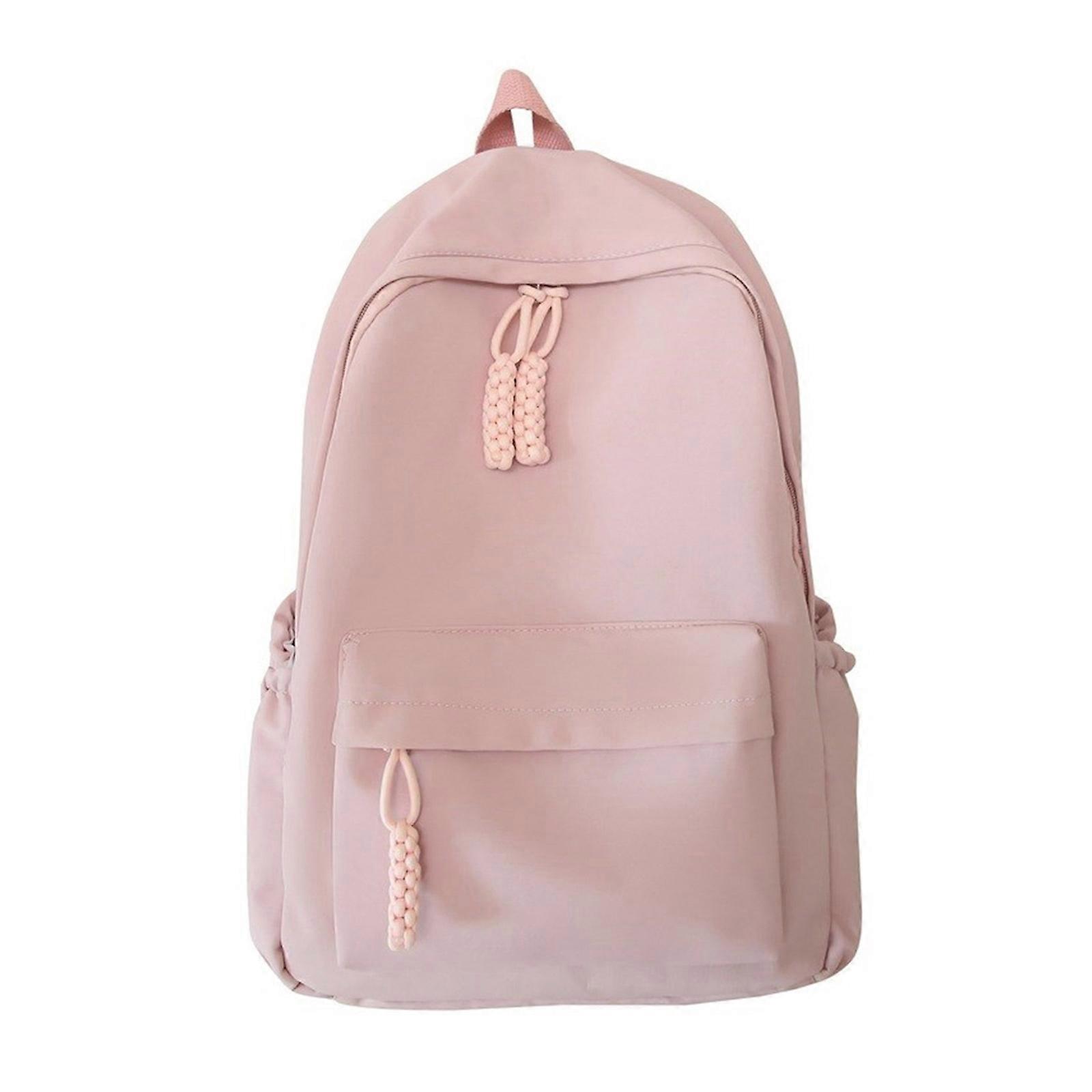 Spacious and Versatile Women's Large Capacity Nylon Backpack for School Work and Travel  Pink