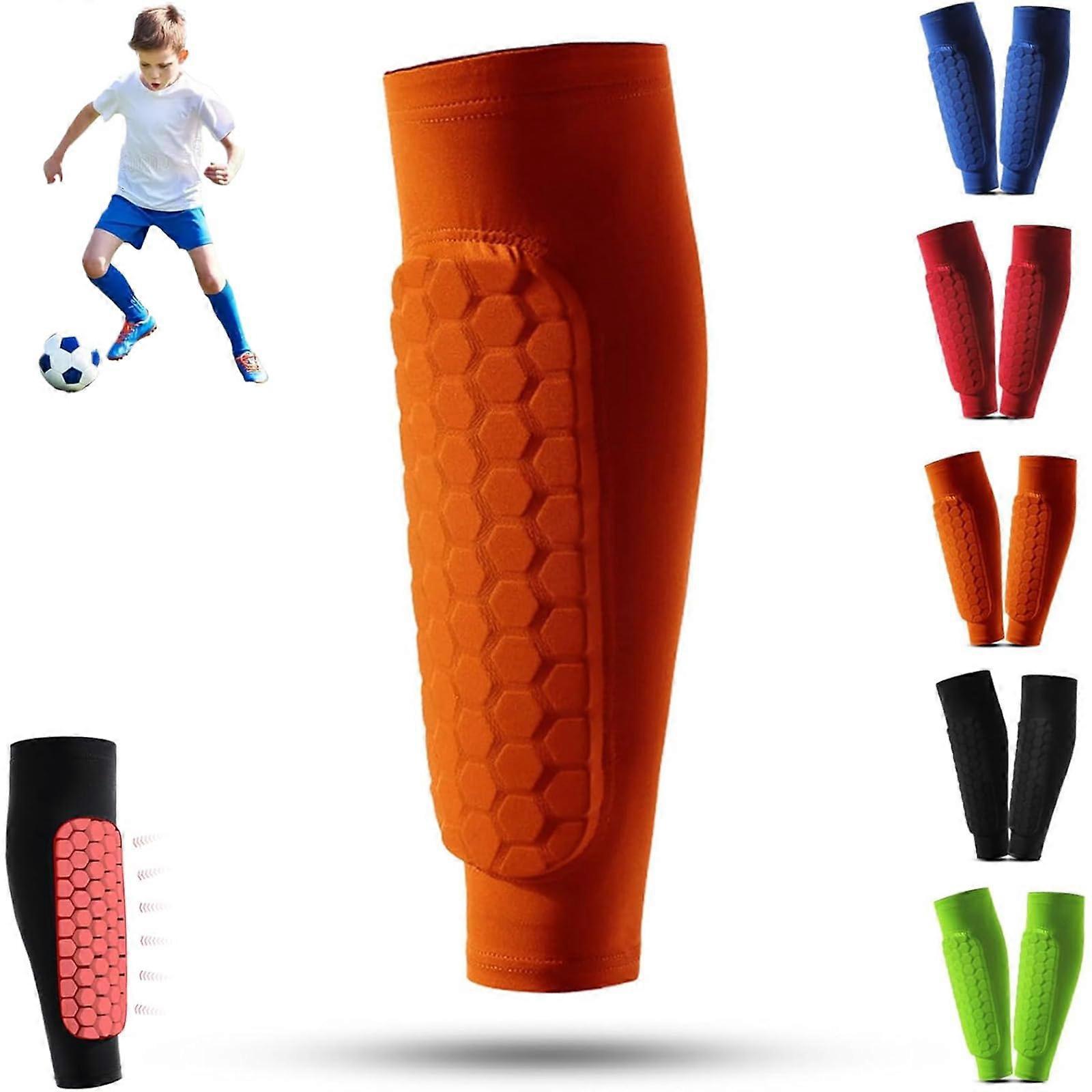 Shindefender Shin Guards, Breathable Shin Pads,, Washable, orange L