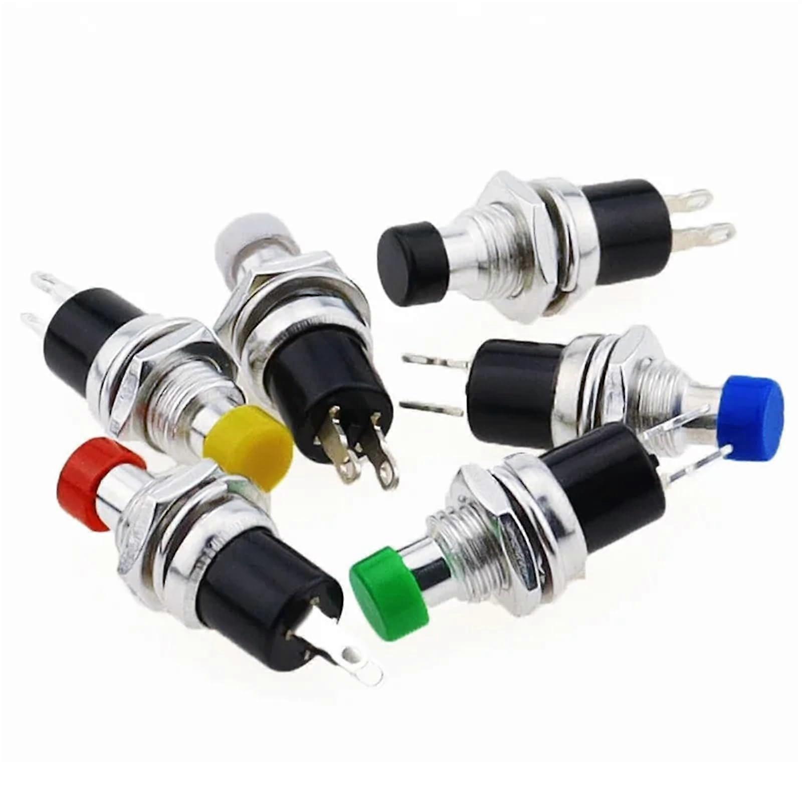 Mini Round Momentary Push Button Switch 7 mm Self-Reset PBS110 1NO1NC, Reliable Action, 6 Pack, Assorted Colors