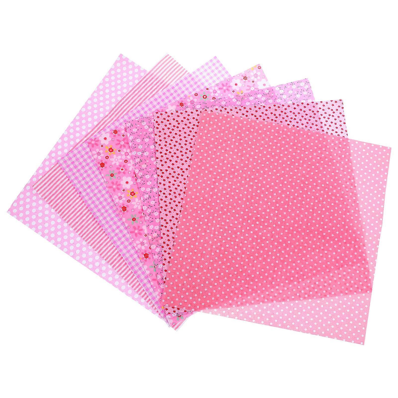 7 st tryckt blommig bomullstwill tyg handgjord DIY bomullsduk för lapptäcke quiltning baby sängkläder sömnad (rosa)