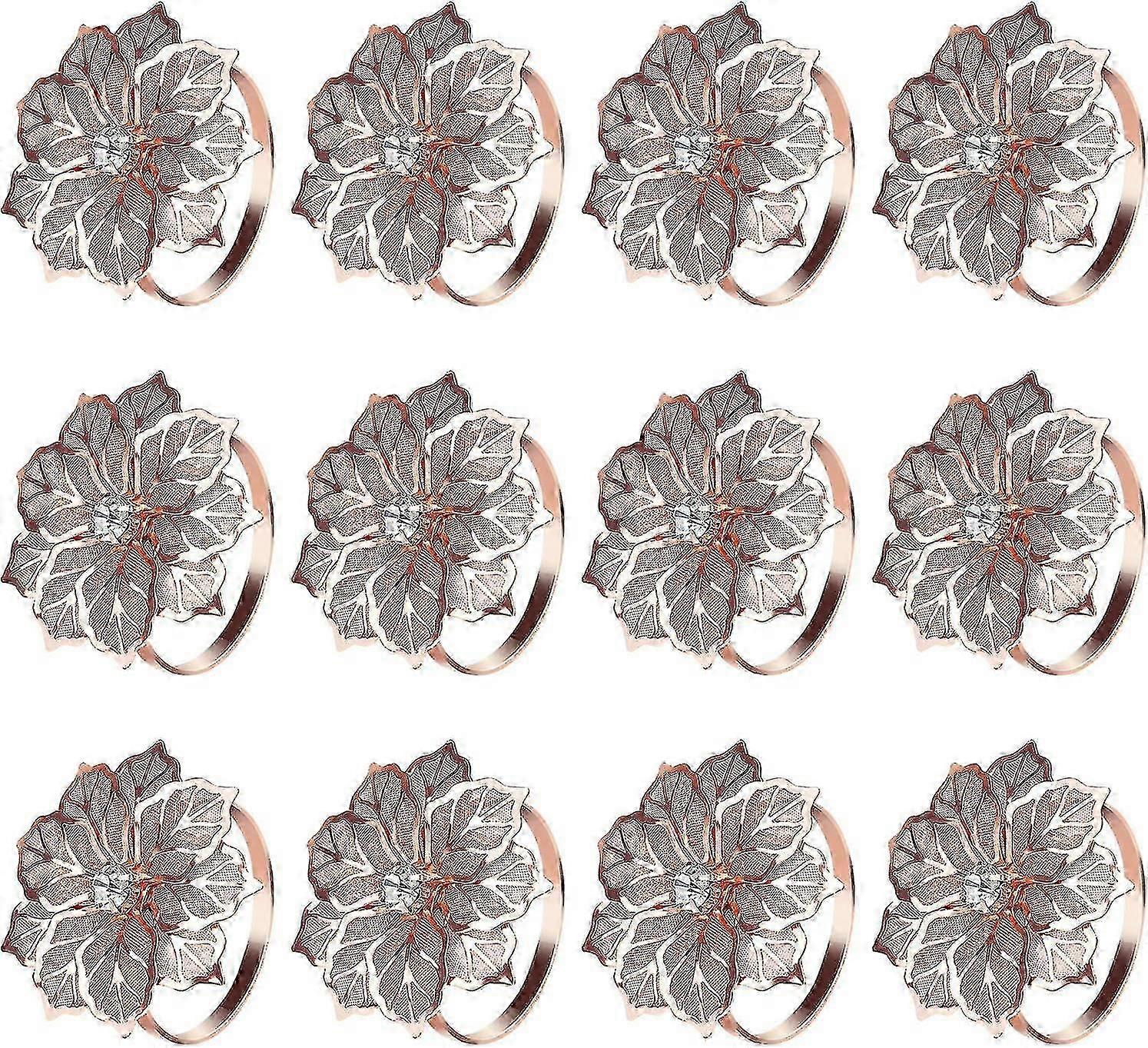 中空花ナプキンリング20個セット結婚式パーティーホリデーバンケットクリスマスディナーの装飾